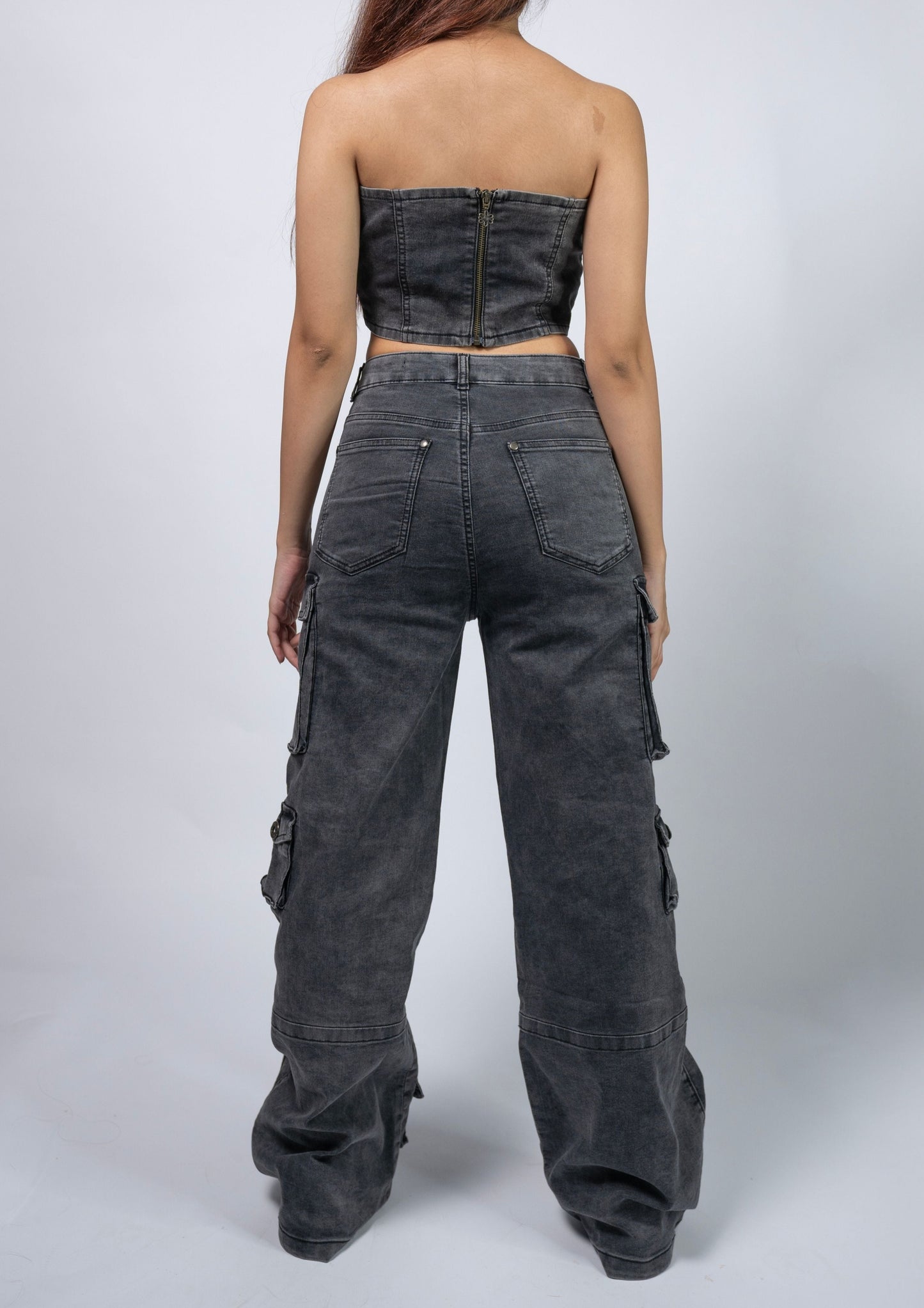 Grey Wash Cargo Pants