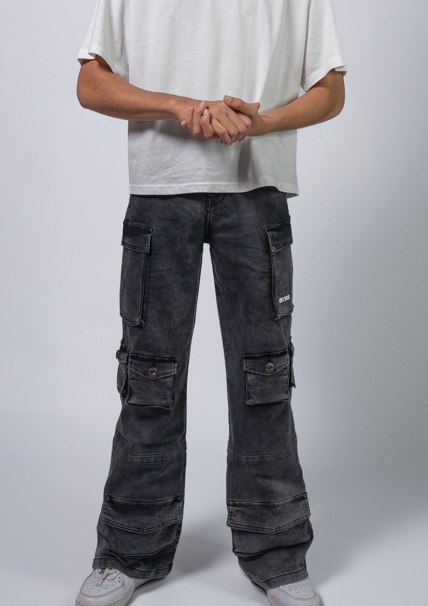 Grey Wash Cargo Pants