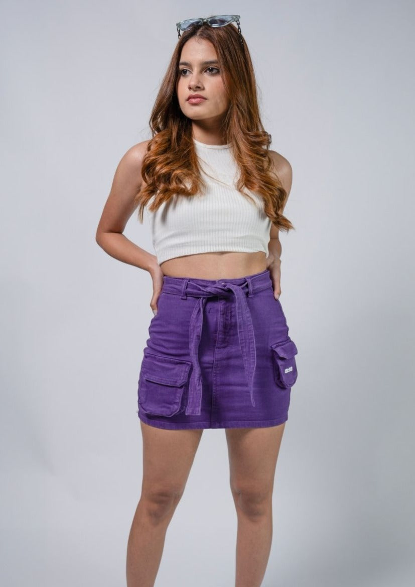 Purple Short Cargo Skirt