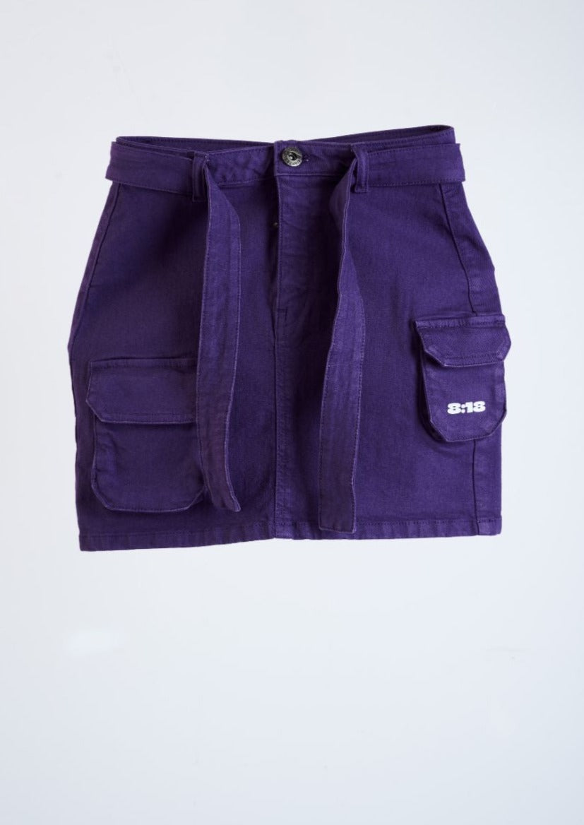 Purple Short Cargo Skirt