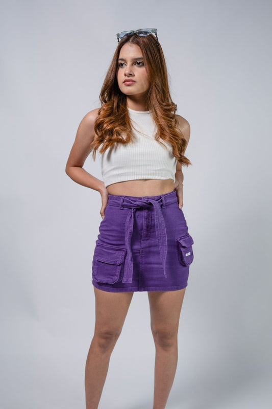 Purple Short Cargo Skirt
