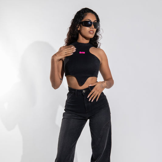 Black High Neck Top
